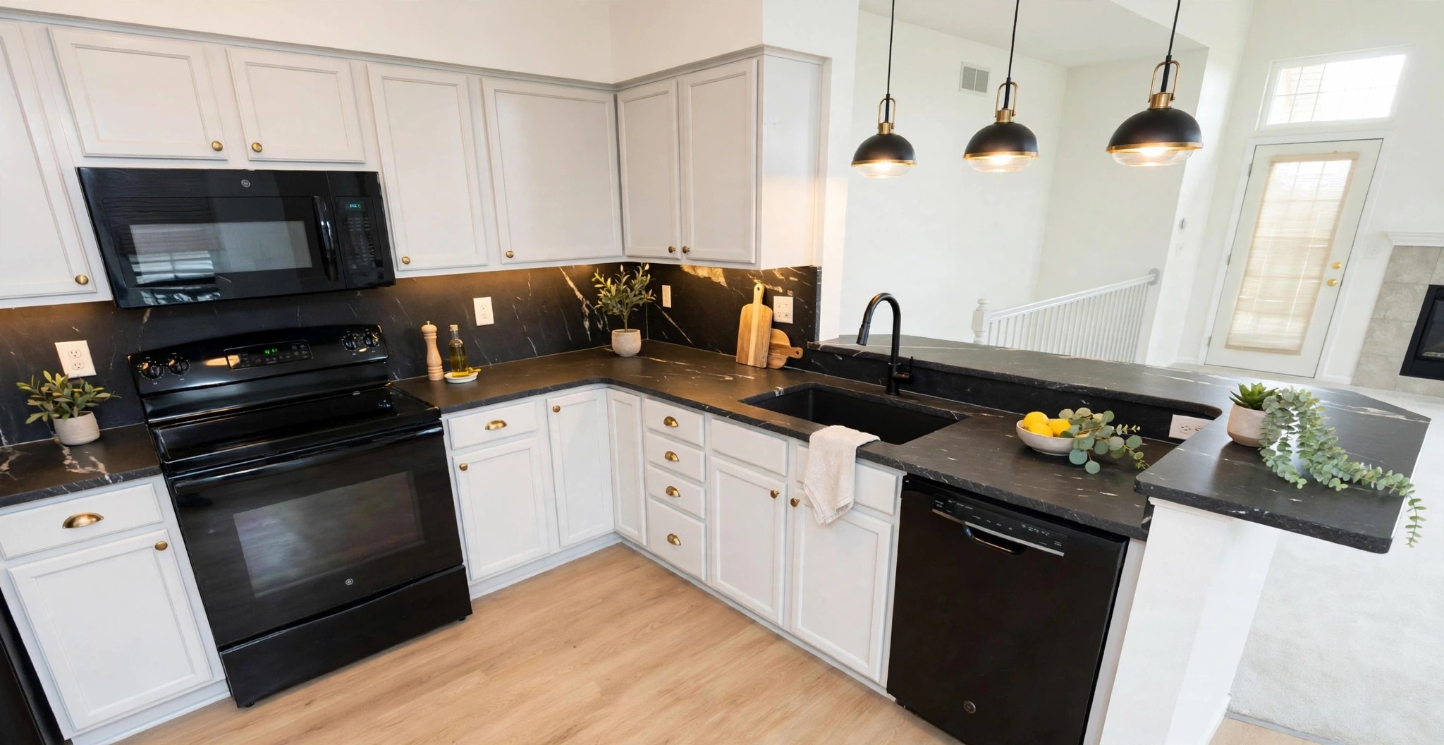 Dark stone kitchen countertop